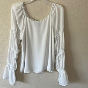 White elastic sleeve top